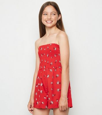 red playsuit new look
