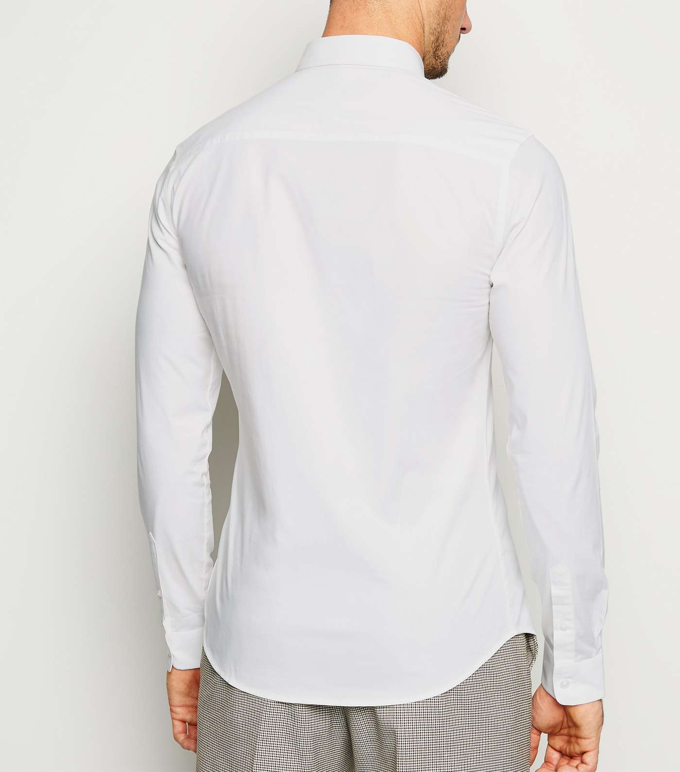 White Long Sleeve Muscle Fit Shirt Image 5