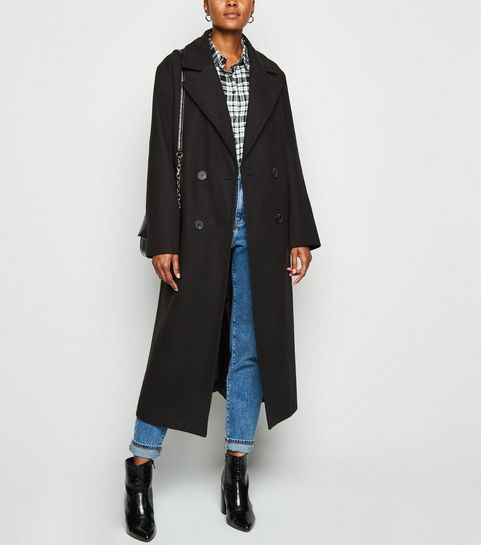 Black Double Breasted Maxi Coat