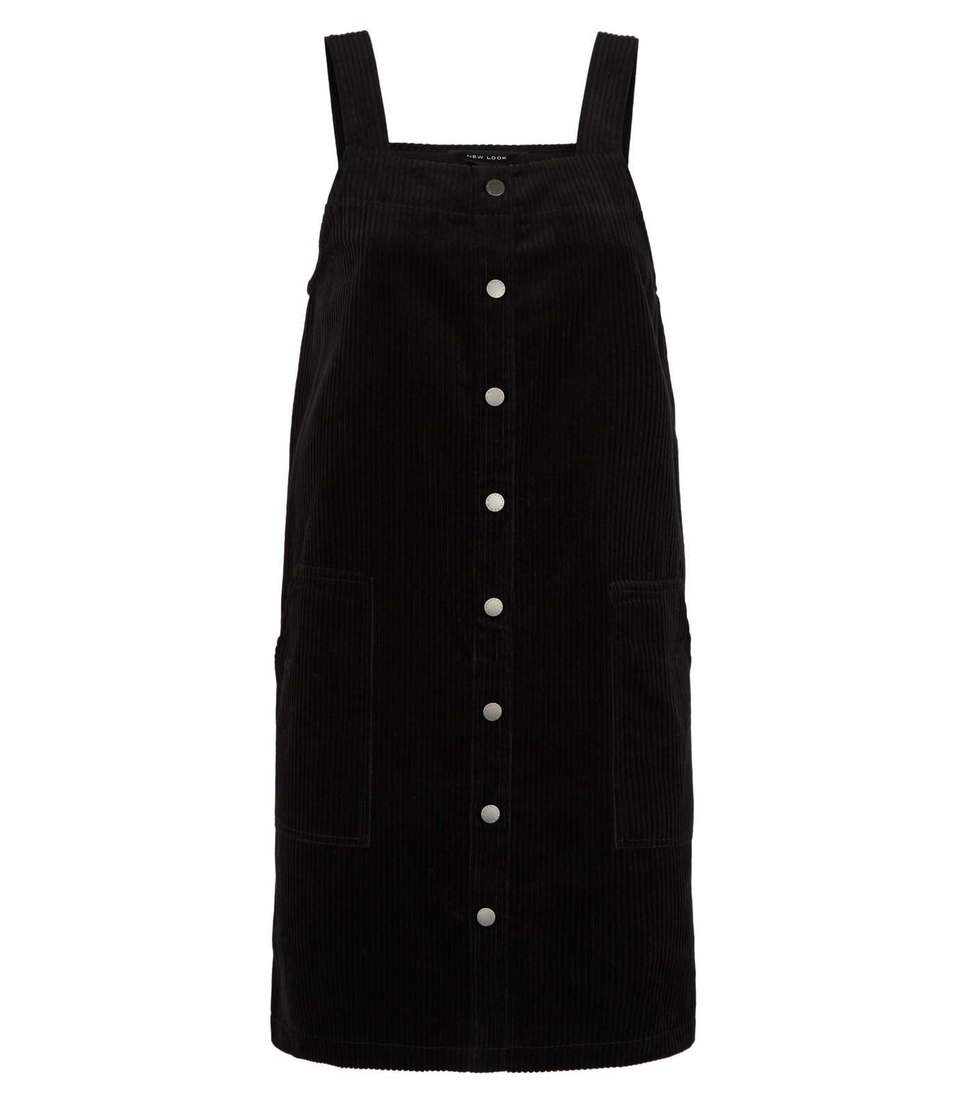 Black Corduroy Button Pinafore Dress Image 4