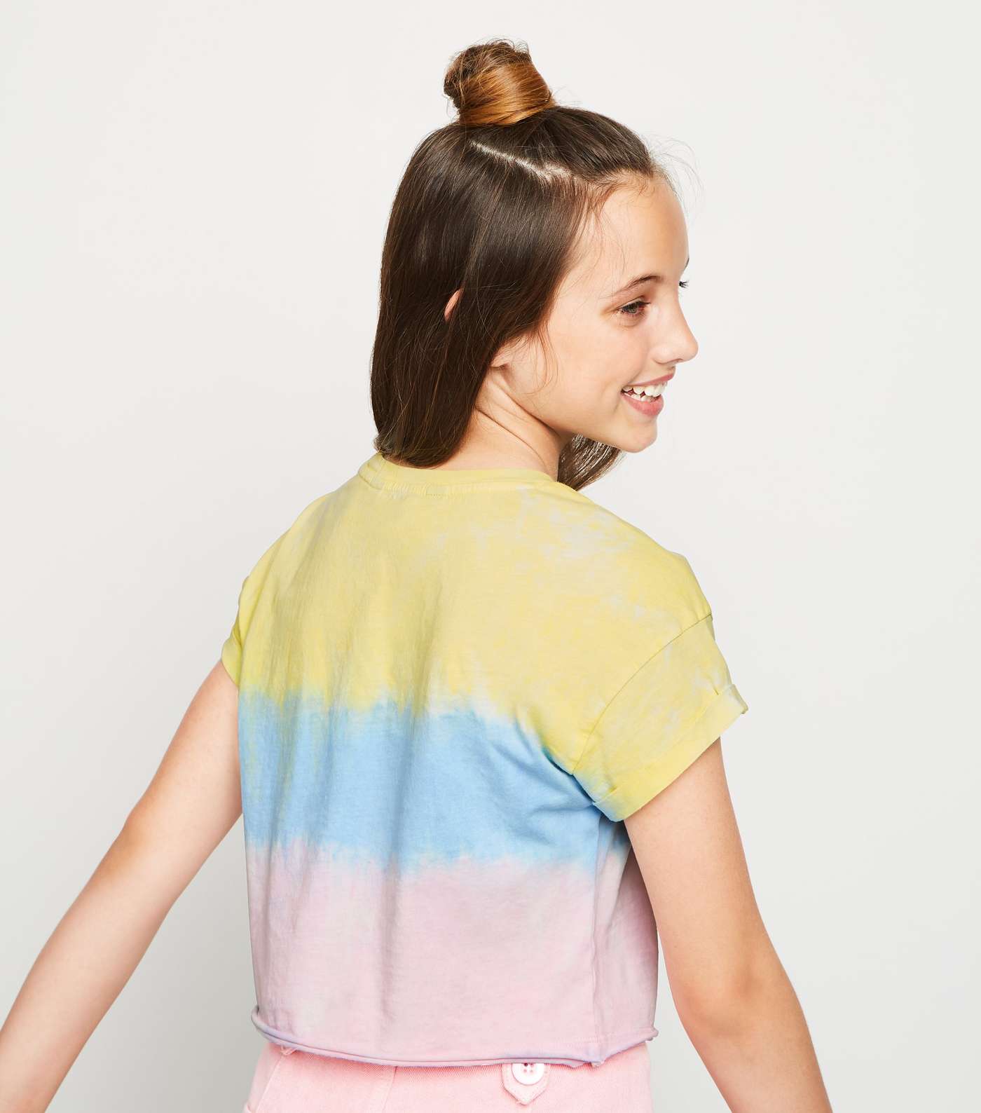 Girls Multicoloured Tie Dye Lucky Slogan T-Shirt Image 5