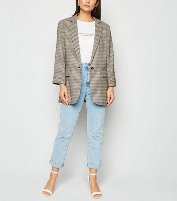 petite checked blazer
