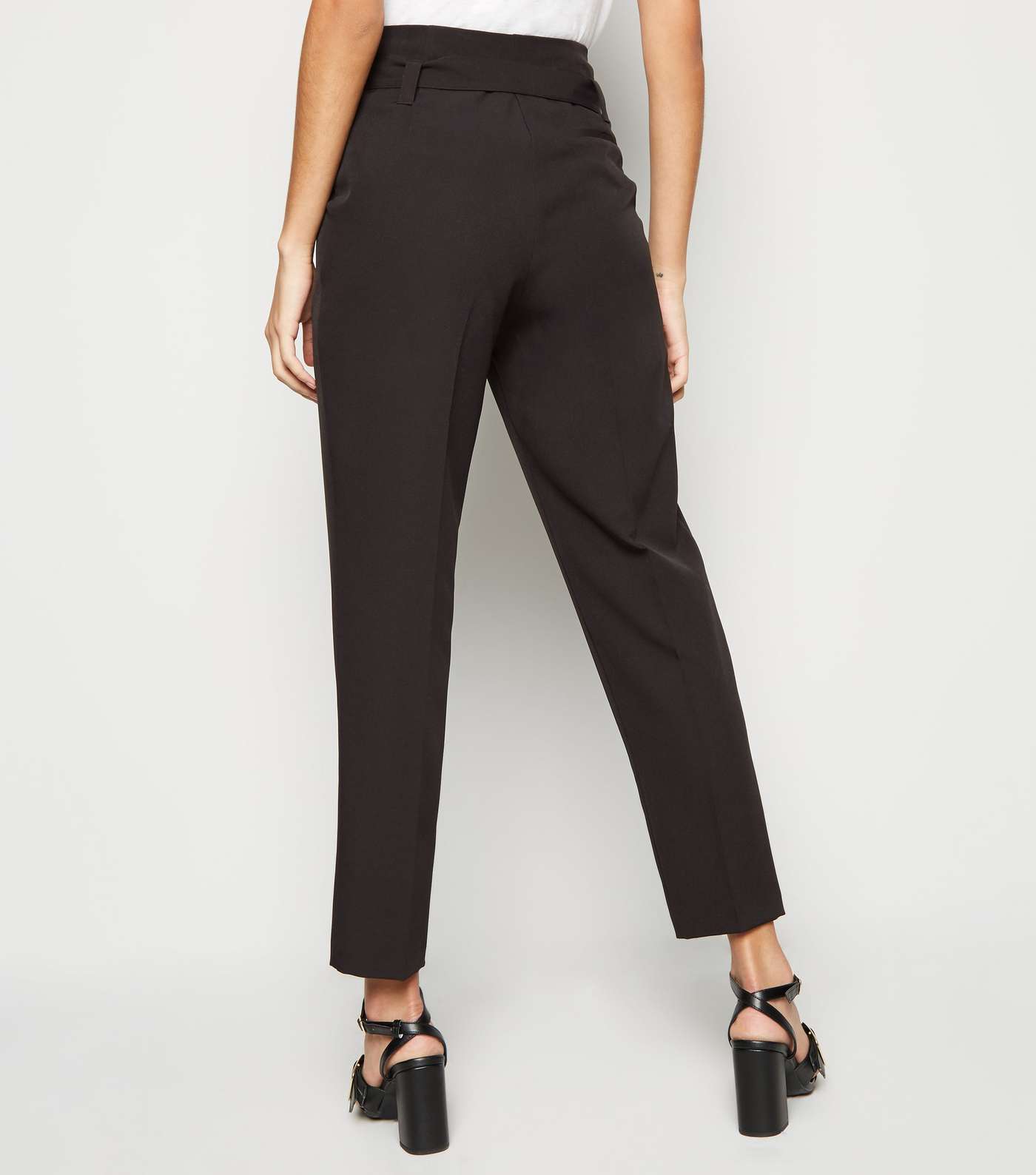 Black Belted High Waist Trousers Image 3