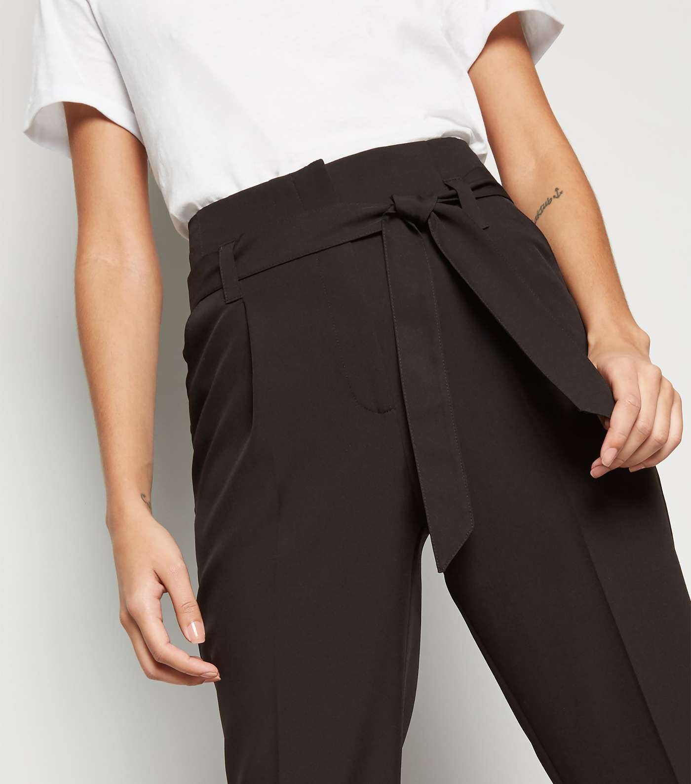 Black Belted High Waist Trousers Image 5