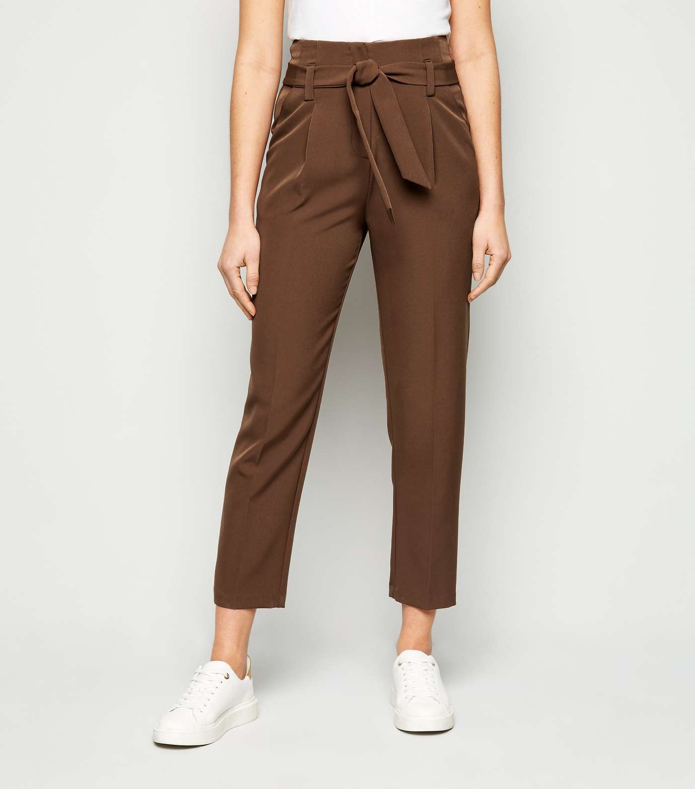 Brown Belted High Waist Trousers Image 2