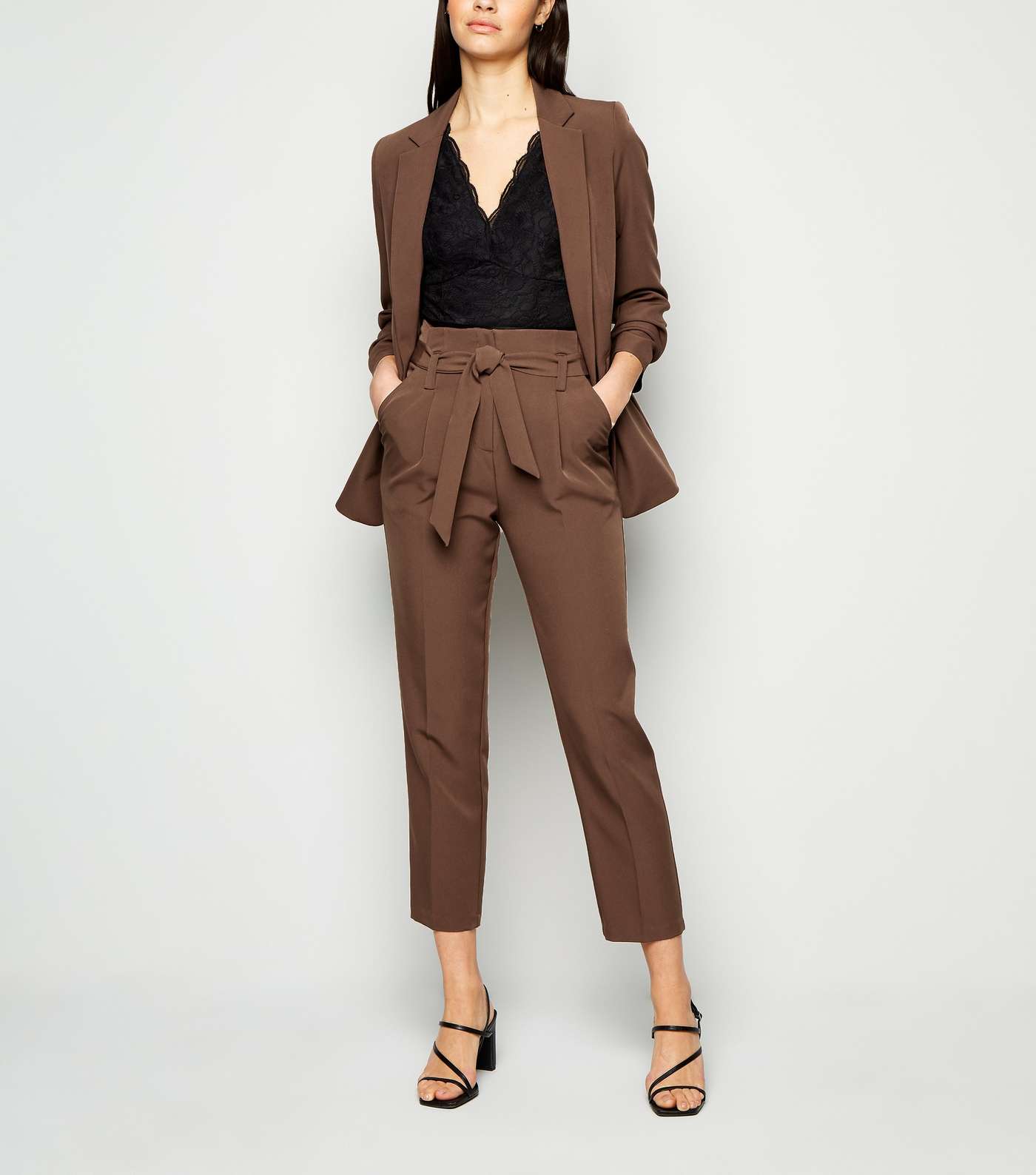 Brown Belted High Waist Trousers Image 6