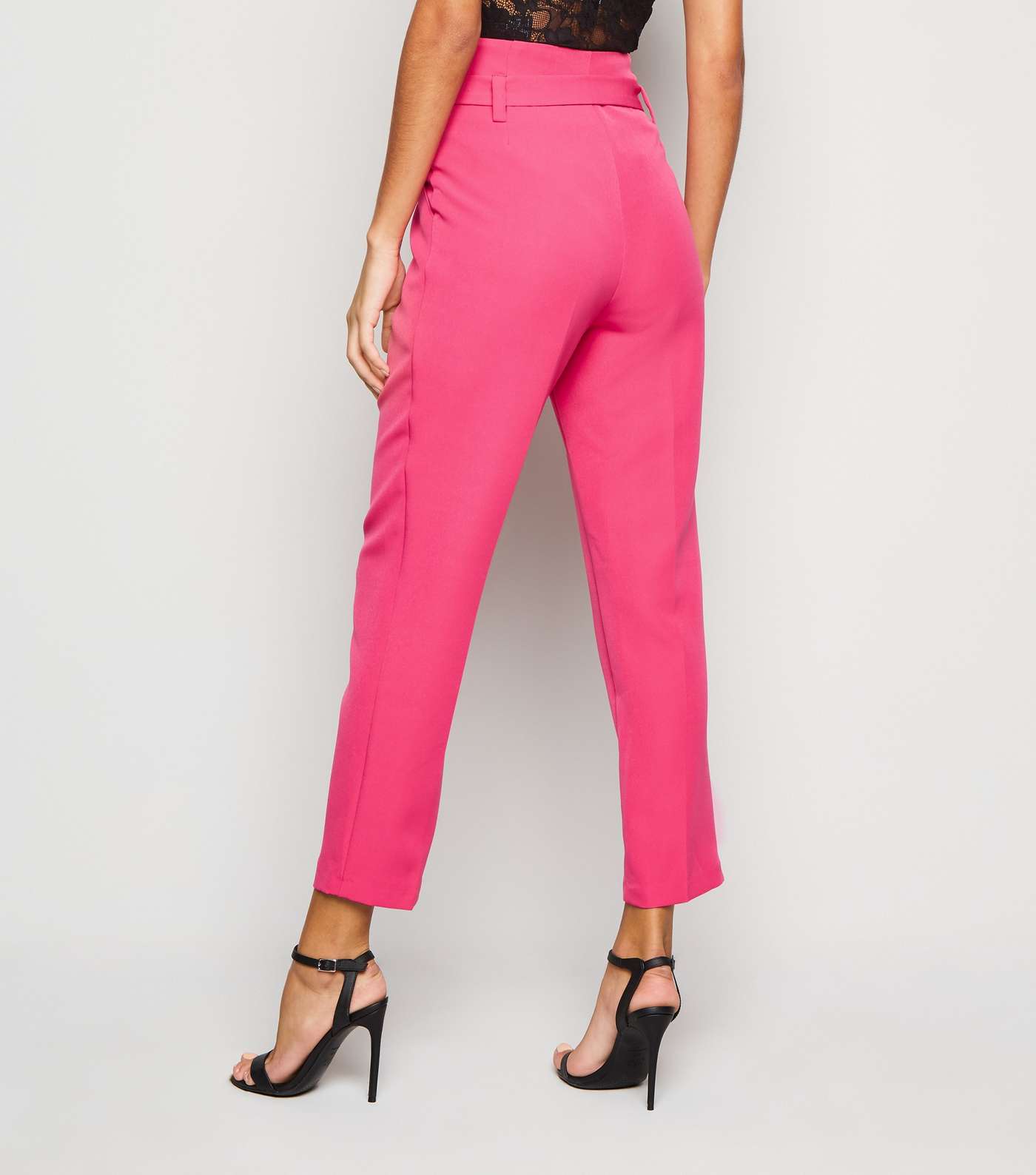 Bright Pink Belted High Waist Trousers Image 3