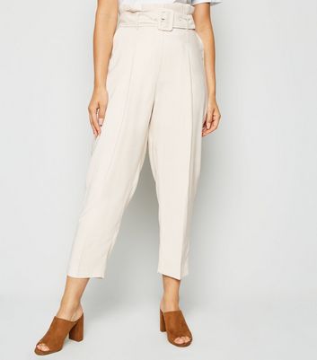 petite white high waisted trousers