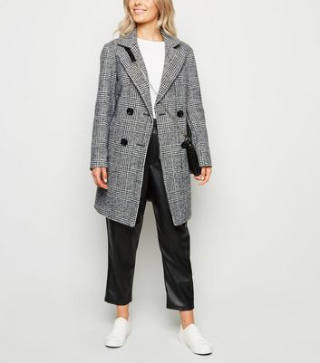 black white check coat
