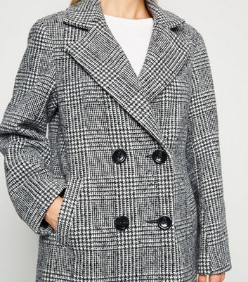 Petite Black Check Double Breasted Coat | New Look Petite Black Check Double Breasted Coat | New Look