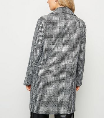 Petite Black Check Double Breasted Coat | New Look Petite Black Check Double Breasted Coat | New Look