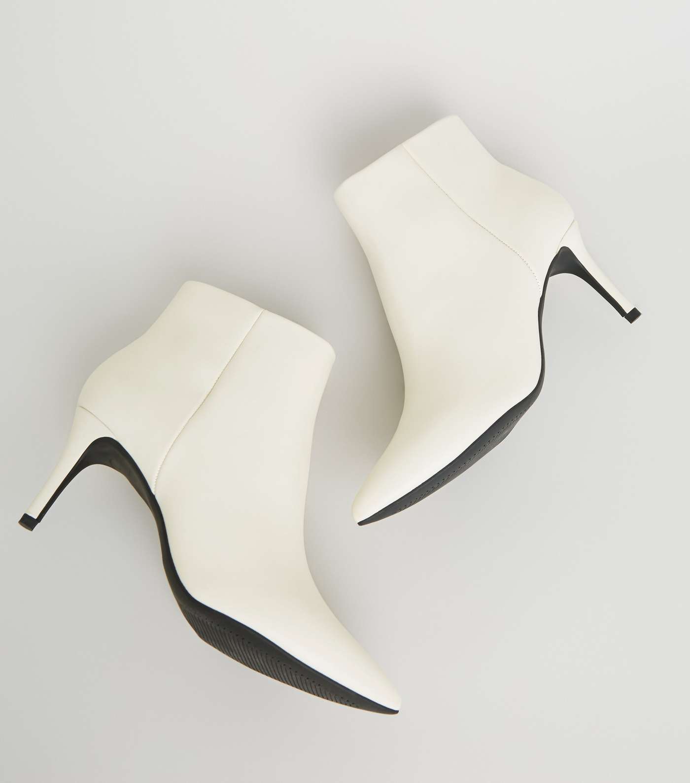 Off White Leather-Look Pointed Stiletto Boots Image 4
