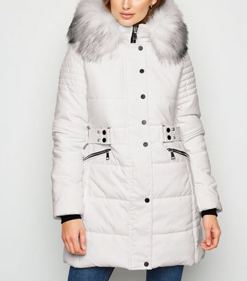 Blue Vanilla White Faux Fur Hood Puffer Jacket | New Look