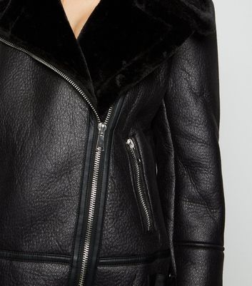 black leather aviator jacket