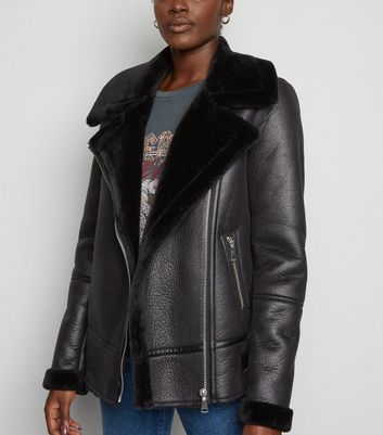 New look best sale black aviator jacket