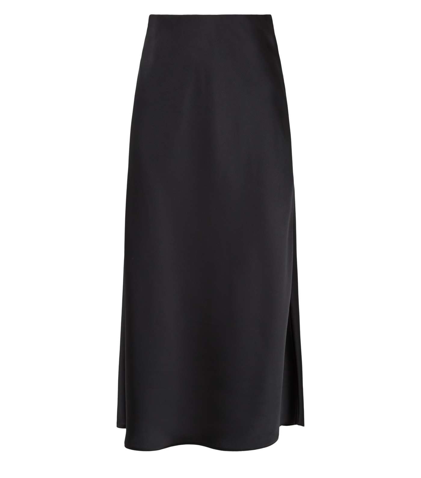 Black Bias Cut Satin Midi Skirt Image 4