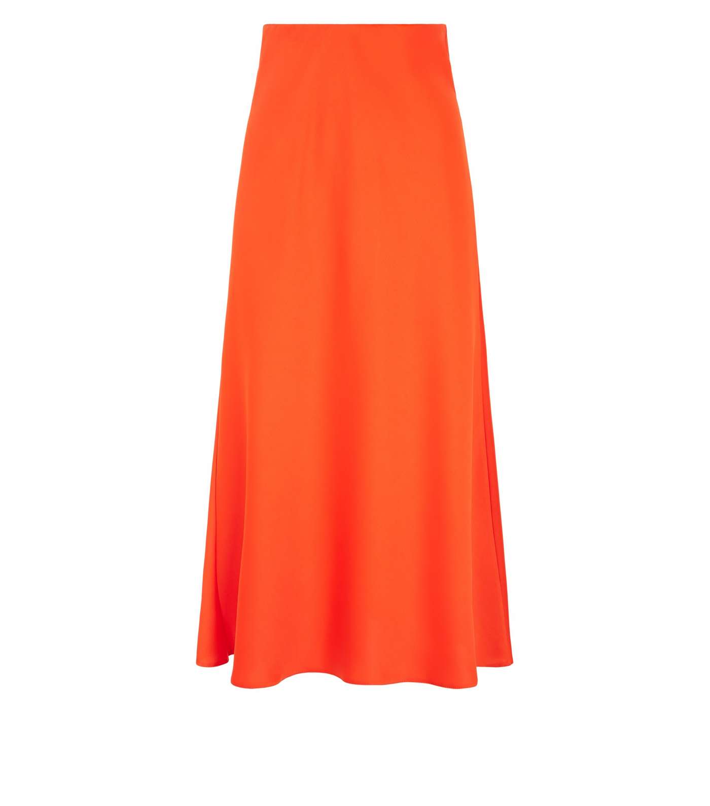 Bright Orange Bias Cut Satin Midi Skirt Image 4