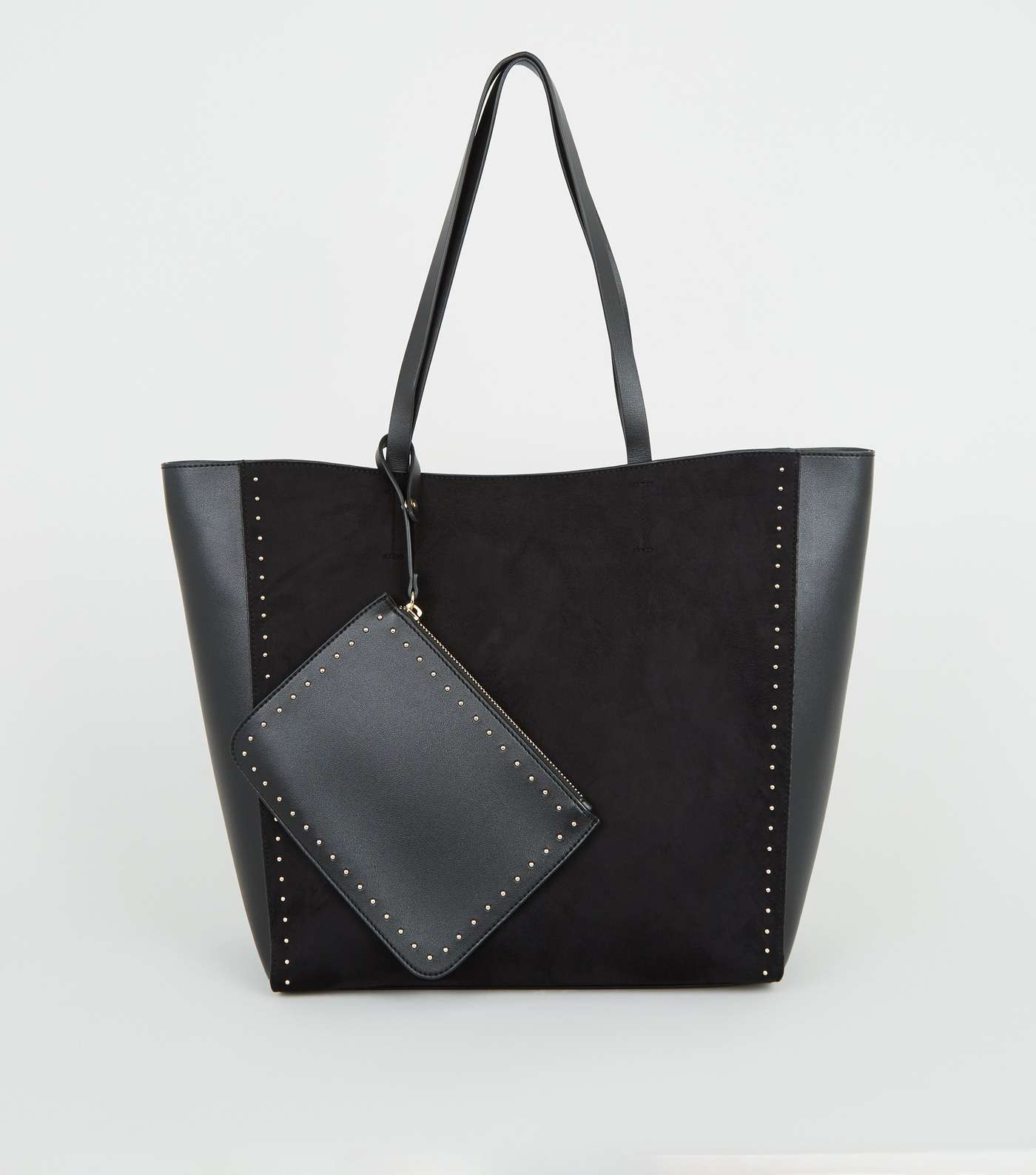 Black Studded Tote Bag with Detachable Purse