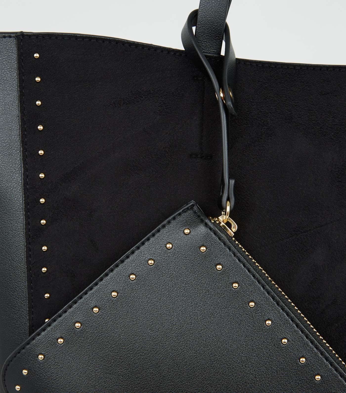 Black Studded Tote Bag with Detachable Purse Image 3