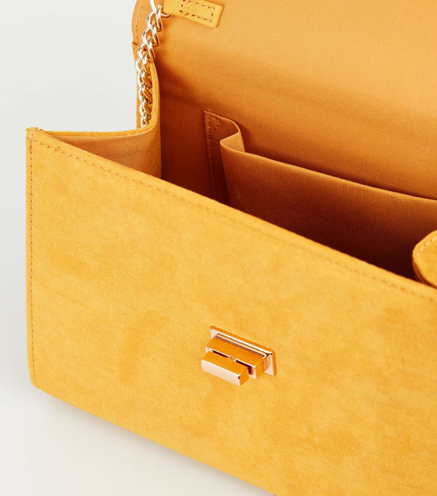 Mustard Suedette Top Handle Shoulder Bag  Image 3