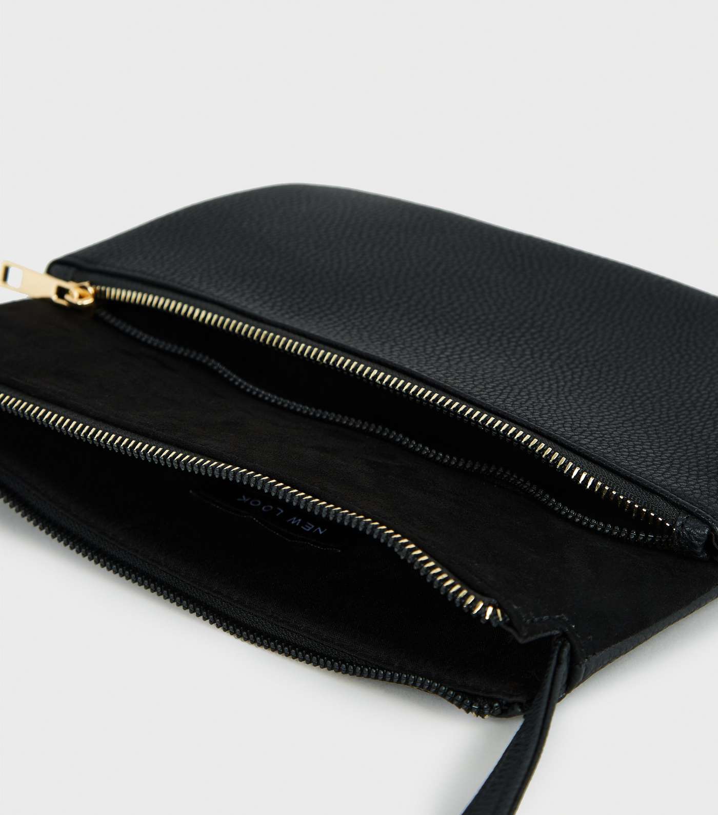 Black Leather-Look Double Pocket Shoulder Bag Image 3
