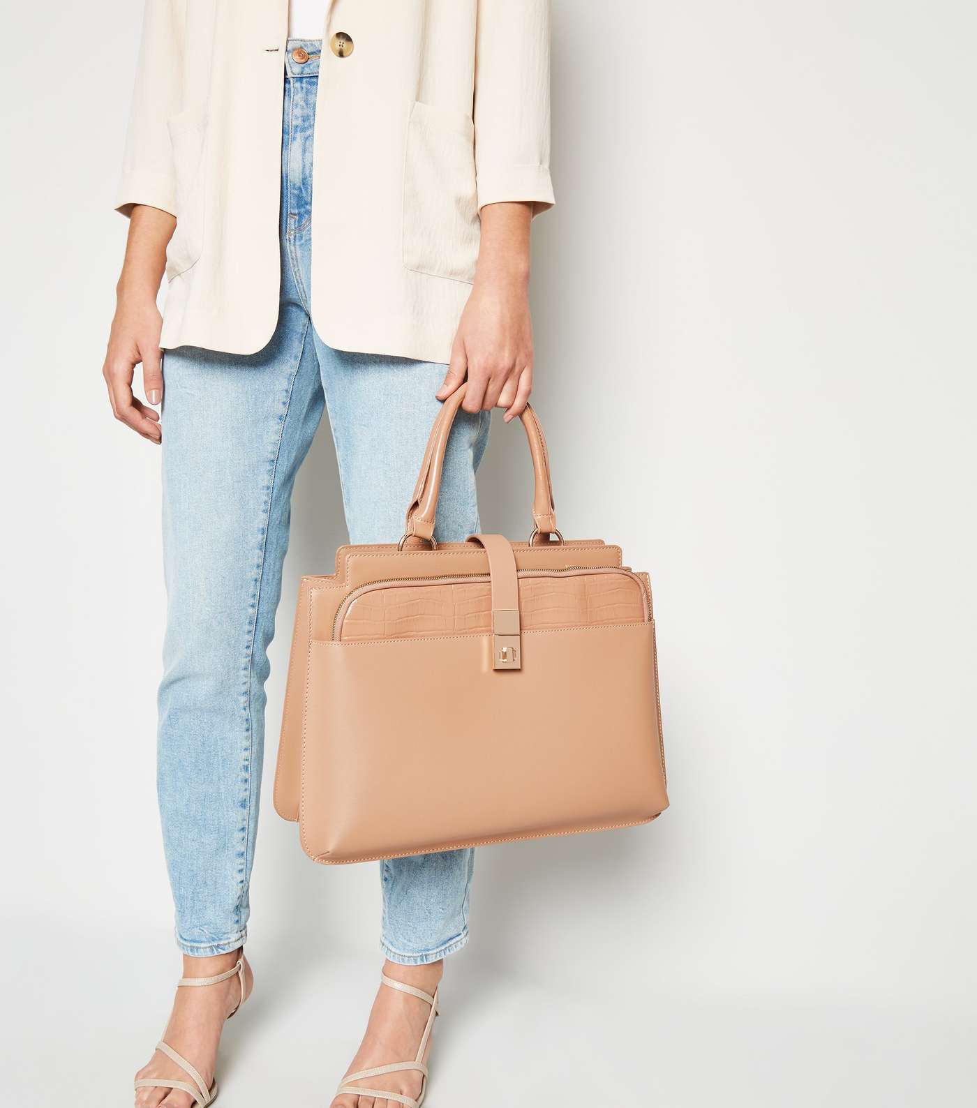 Camel Leather-Look Laptop Bag Image 2