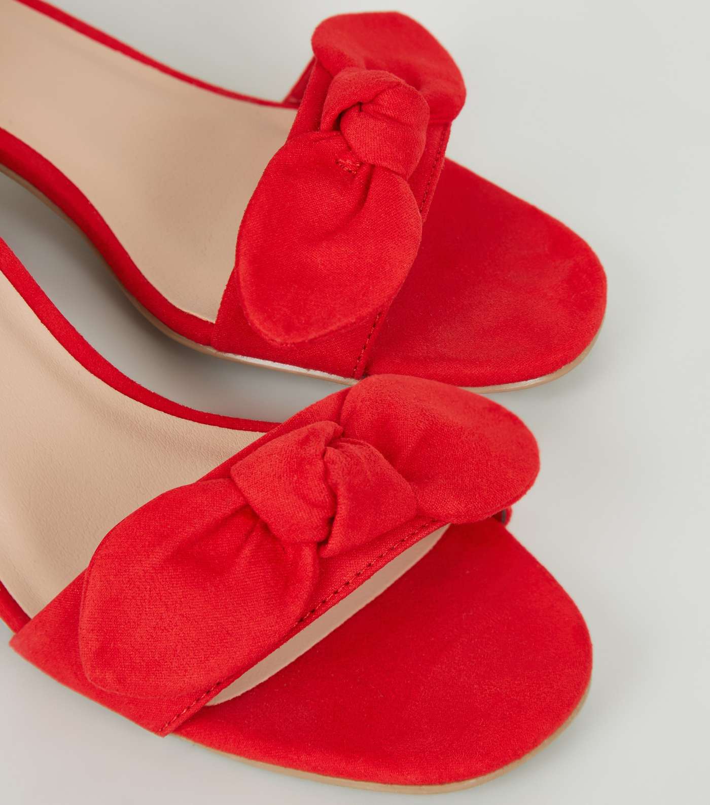 Girls Red Suedette Bow Strap Sandals Image 3