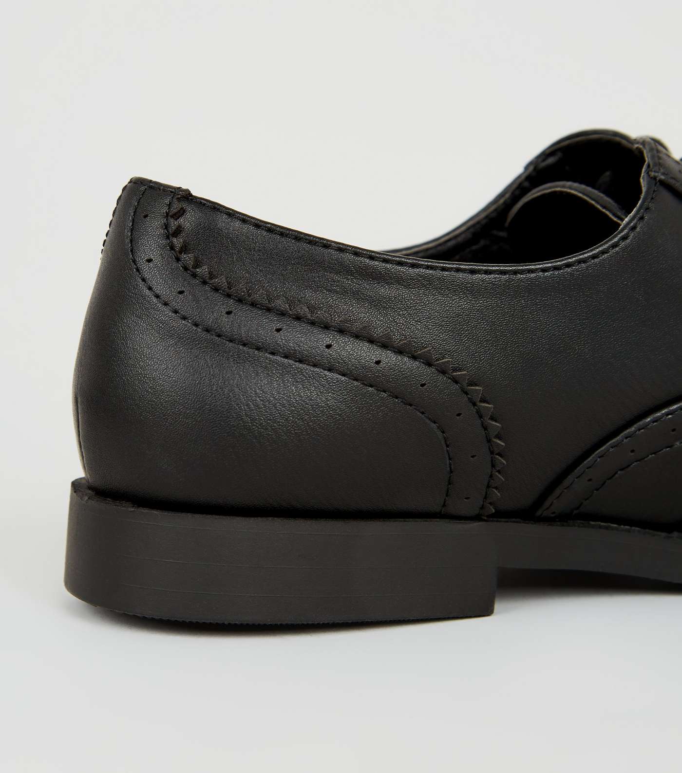 Girls Black Leather-Look Lace Up Brogues Image 4