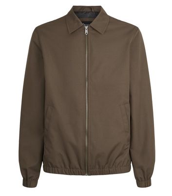 Image of Dark Brown Collared Harrington Jacket New Look