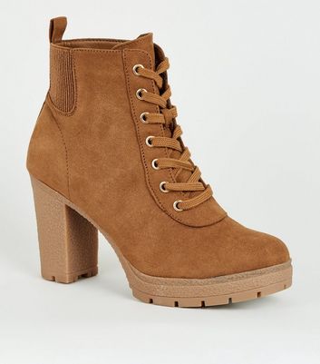 lace up heeled hiker boots