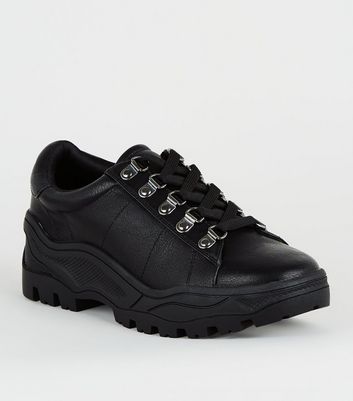 black leather trainers girls