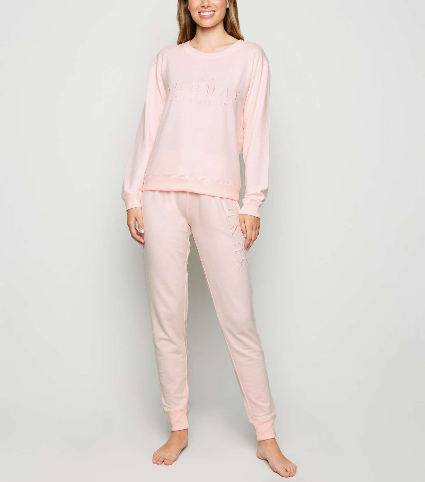 Mid Pink Sunday Slogan Pyjama Sweatshirt Image 2