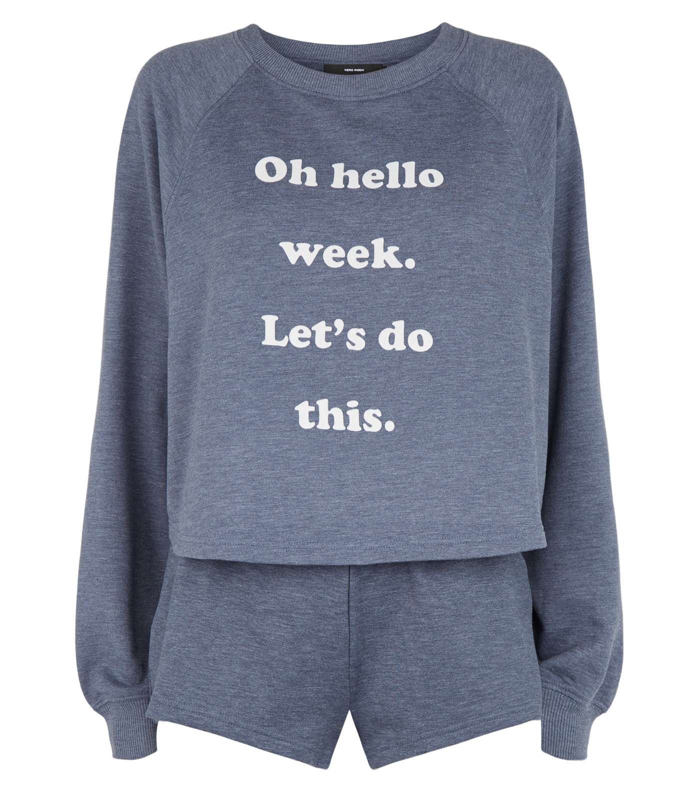 Grey Oh Hello Slogan Pyjama Set Image 4