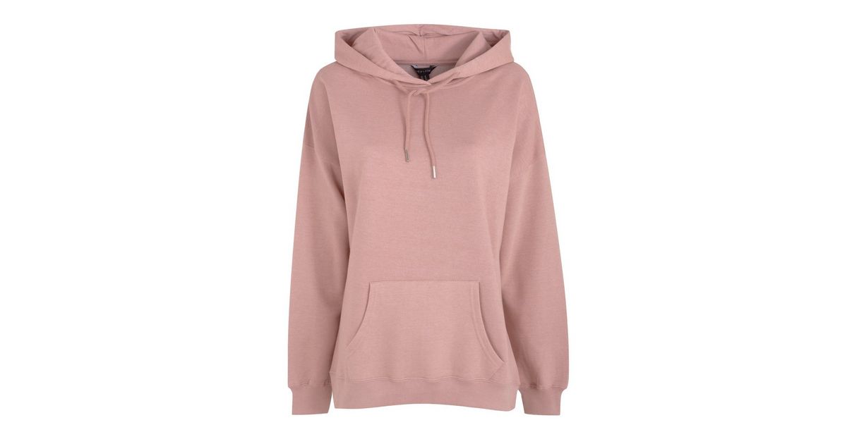 Pale Pink Long Sleeve Jersey Hoodie New Look