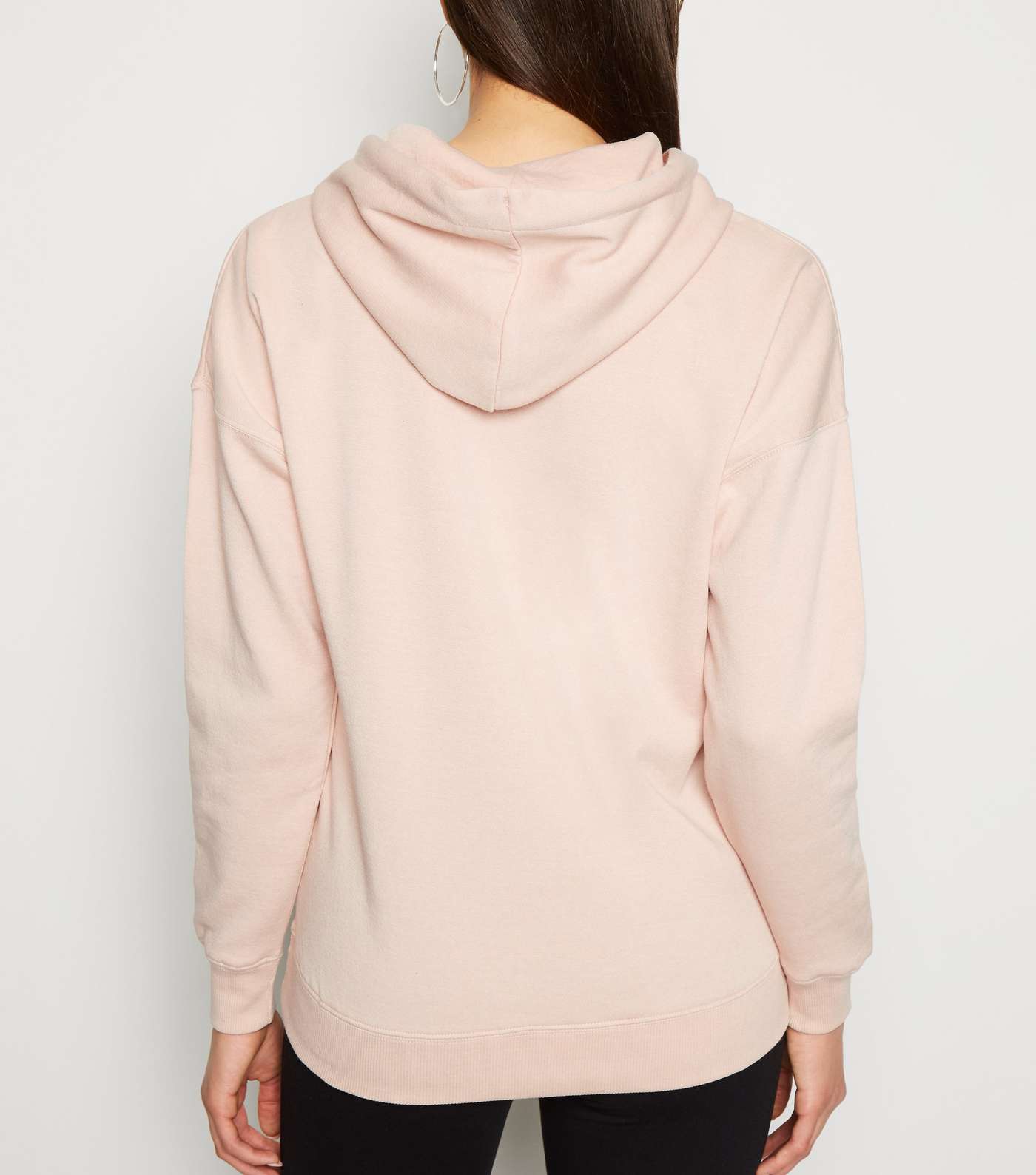 Pale Pink Long Sleeve Jersey Hoodie Image 3