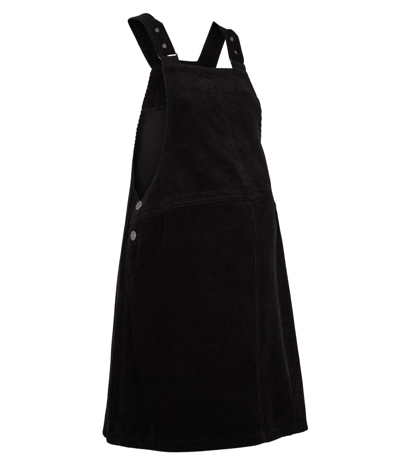 Maternity Black Corduroy Pinafore Dress Image 4