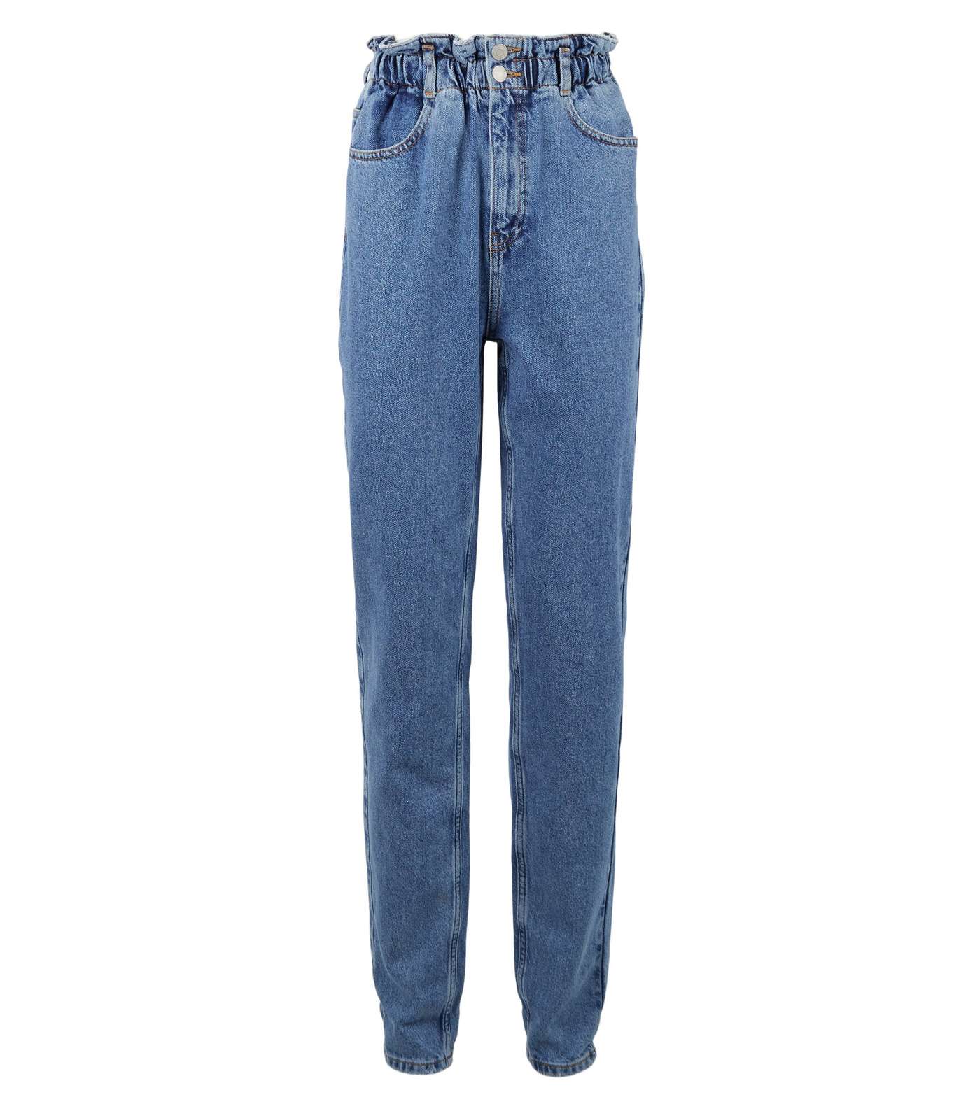 Tall Blue Mid Wash High Waist Mom Jeans Image 4