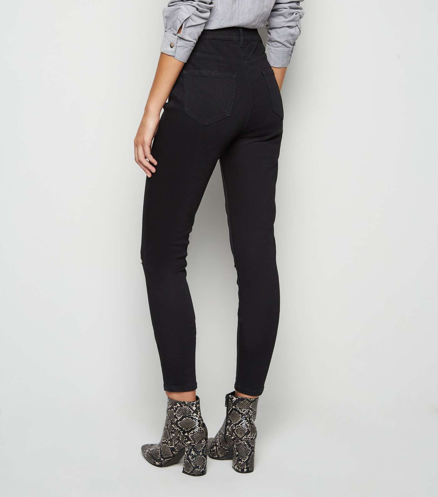 Tall Black Ripped Knee Skinny Jeans Image 3