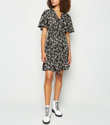 new look black ditsy floral dress