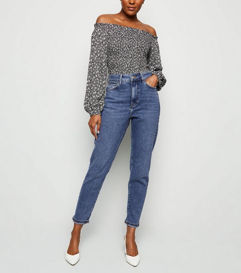 Blue Waist Enhance Mom Jeans