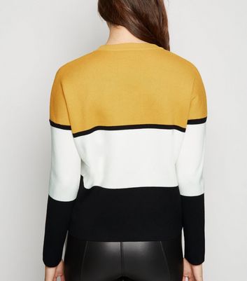 Yellow Colour Block Jumper New Look