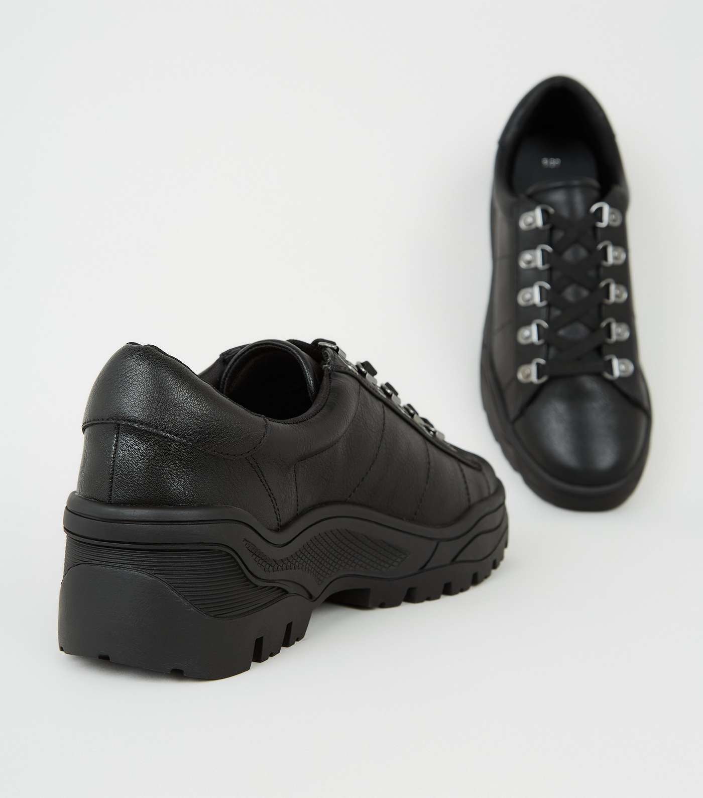 Black Leather-Look Chunky Trainers Image 3