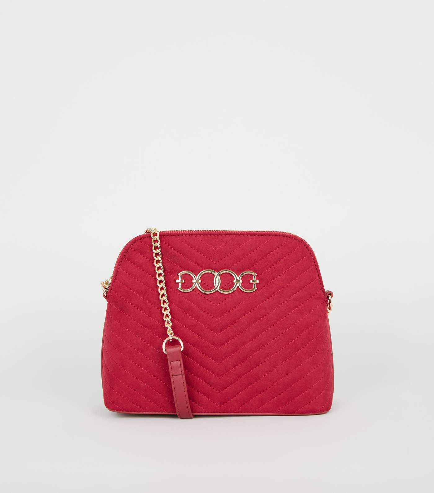 Red Quilted Suedette Cross Body Bag