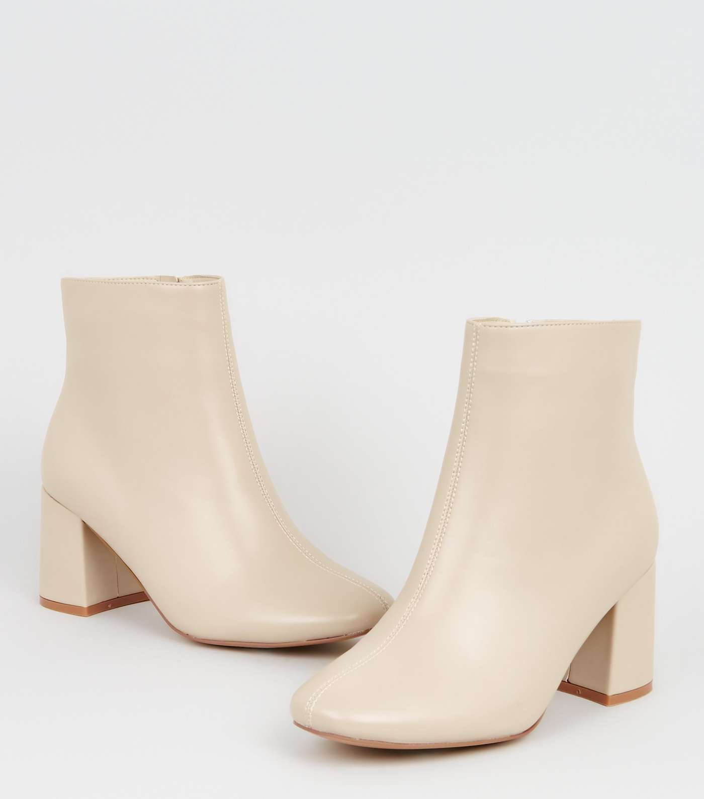 Wide Fit Cream Flared Heel Ankle Boots Image 4