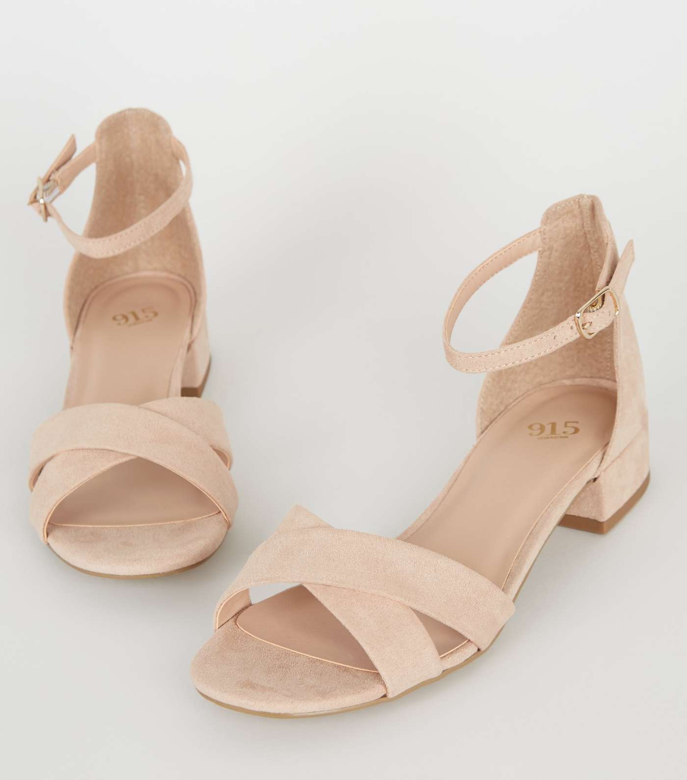 Girls Pale Pink Suedette Low Heel Sandals Image 3
