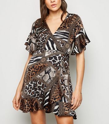 animal print wrap dress ax paris