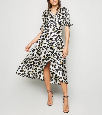 white leopard print dress