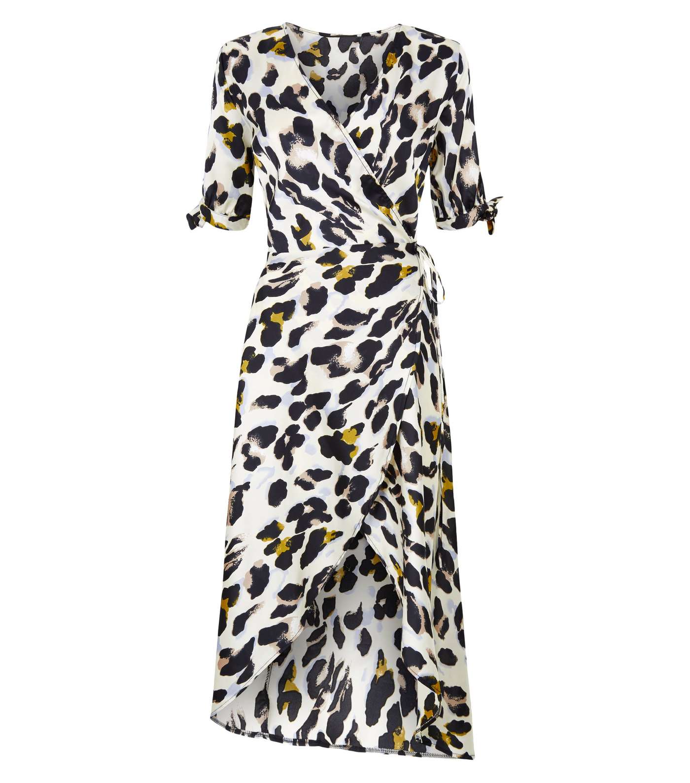 AX Paris Off White Leopard Print Wrap Midi Dress Image 4
