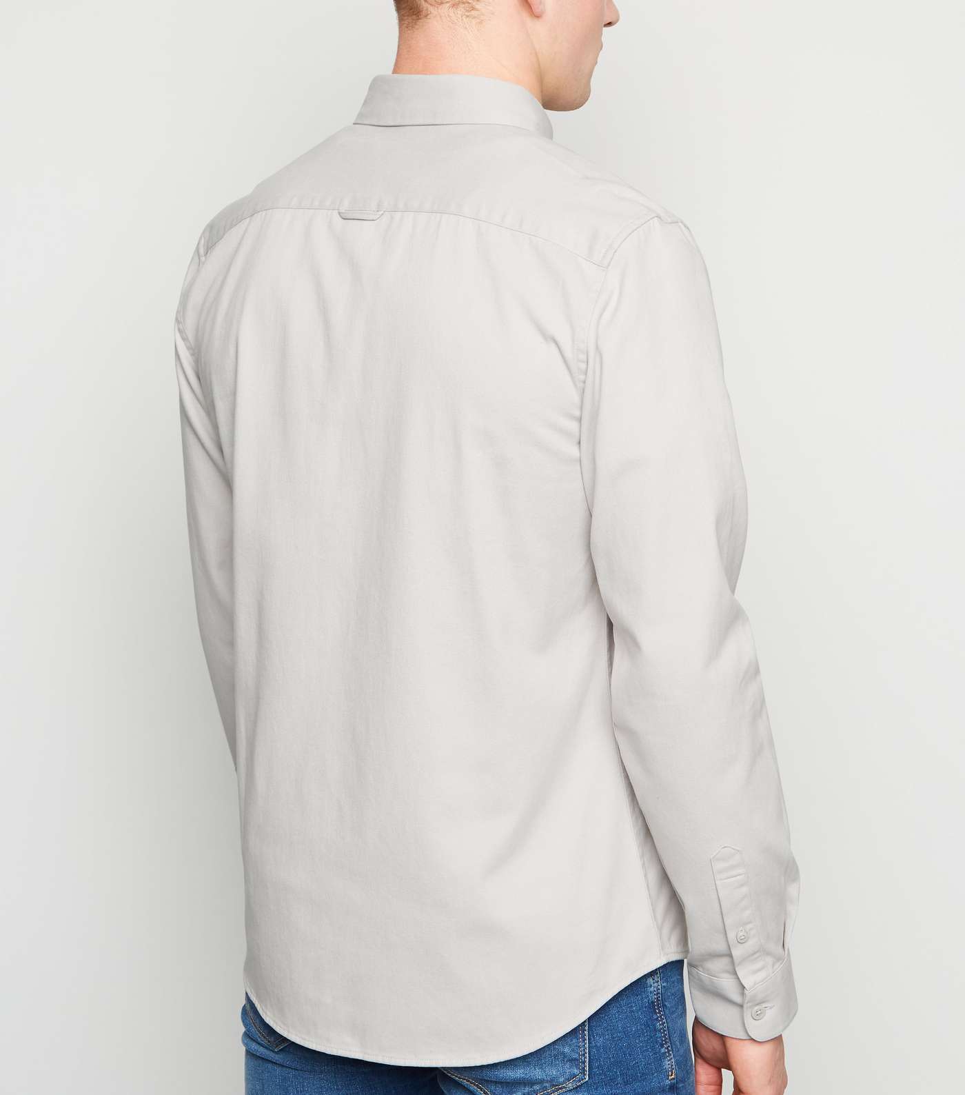 Pale Grey Twill Long Sleeve Shirt Image 3