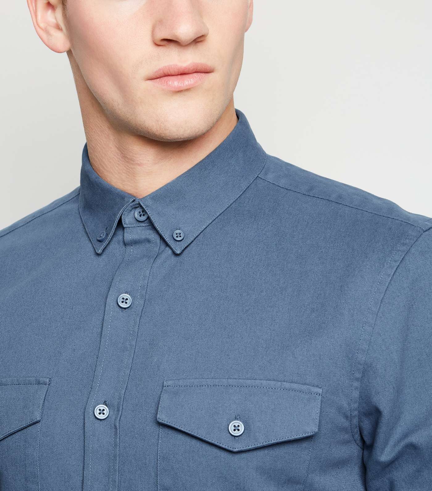 Blue Twill Long Sleeve Shirt Image 5